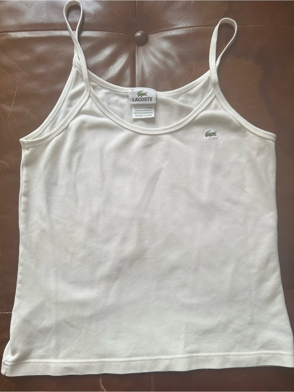 Lacoste White Tank with Green Crocodile Logo
